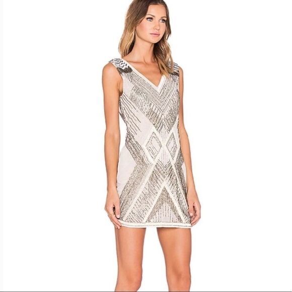 #125 THE JETSET DIARIES the nude beaded mini dress - Picture 4 of 13